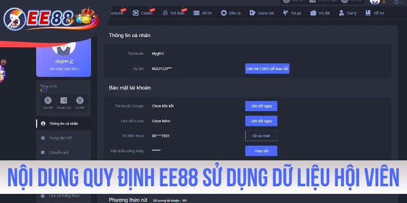 Nội dung quy định EE88 sử dụng dữ liệu hội viên
